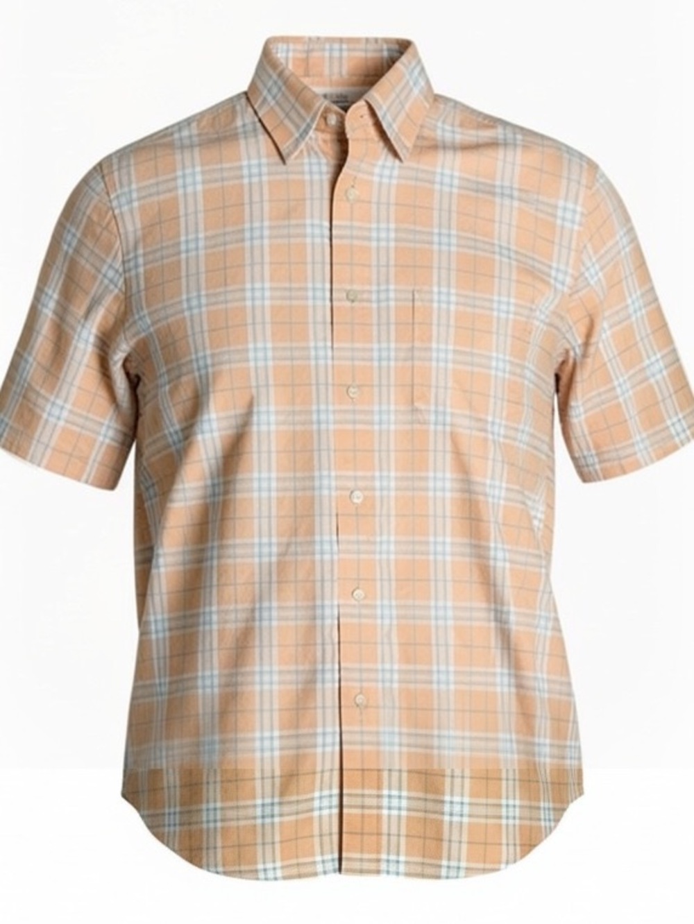 Cabela's Orange and White Plaid Short-Sleeve Button-Down Shirt